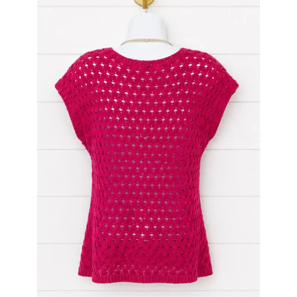 COLDWATER CREEK Fuchsia Open Knit Sweater Layering Size S/8